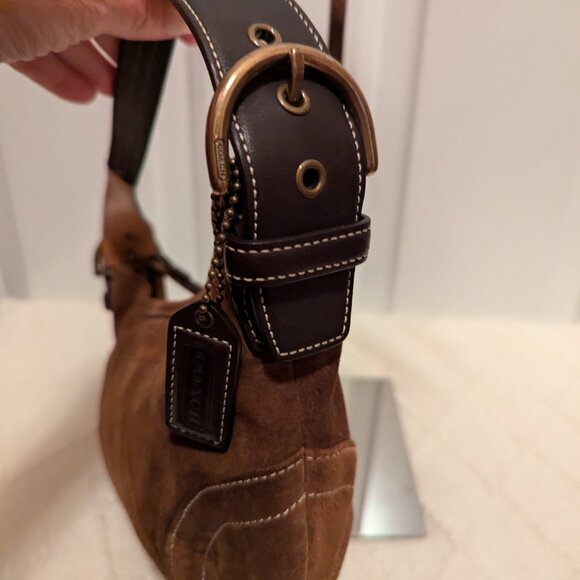 Rare Coach Handbag Brown Hobo Suede 9503 - Picture 4 of 11